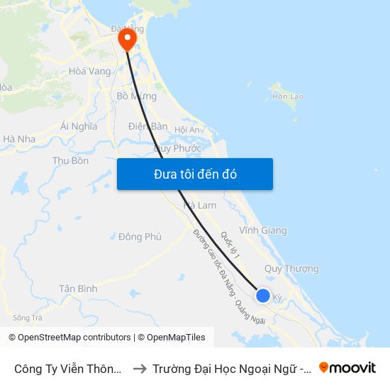 Công Ty Viễn Thông Quảng Nam to Trường Đại Học Ngoại Ngữ - Đại Học Đà Nẵng map