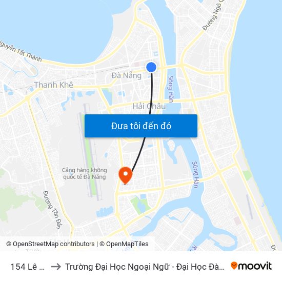 154 Lê Lợi to Trường Đại Học Ngoại Ngữ - Đại Học Đà Nẵng map