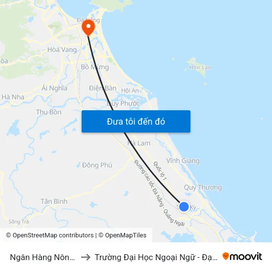 Ngân Hàng Nông Nghiệp to Trường Đại Học Ngoại Ngữ - Đại Học Đà Nẵng map