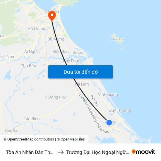 Tòa Án Nhân Dân Thành Phố Tam Kỳ to Trường Đại Học Ngoại Ngữ - Đại Học Đà Nẵng map