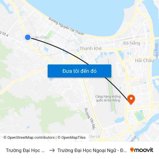 Trường Đại Học Bách Khoa to Trường Đại Học Ngoại Ngữ - Đại Học Đà Nẵng map