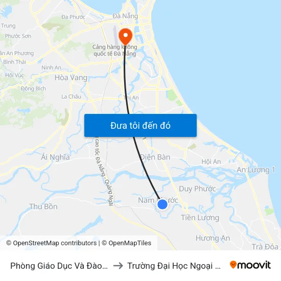 Phòng Giáo Dục Và Đào Tạo Huyện Duy Xuyên to Trường Đại Học Ngoại Ngữ - Đại Học Đà Nẵng map