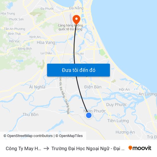 Công Ty May Hòa Thọ to Trường Đại Học Ngoại Ngữ - Đại Học Đà Nẵng map