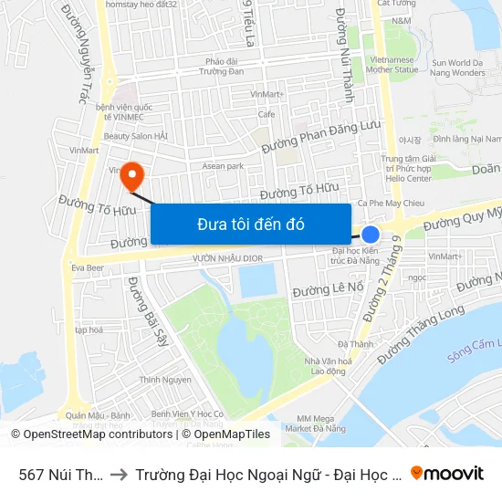 567 Núi Thành to Trường Đại Học Ngoại Ngữ - Đại Học Đà Nẵng map
