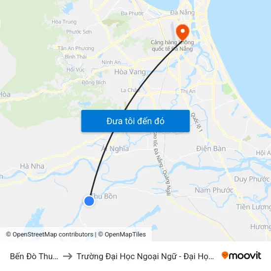 Bến Đò Thu Bồn to Trường Đại Học Ngoại Ngữ - Đại Học Đà Nẵng map