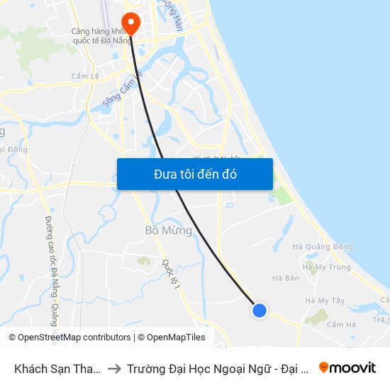 Khách Sạn Thanh Vân to Trường Đại Học Ngoại Ngữ - Đại Học Đà Nẵng map