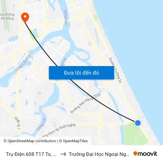 Trụ Điện 608 T17 Ts, Đường Trường Sa to Trường Đại Học Ngoại Ngữ - Đại Học Đà Nẵng map
