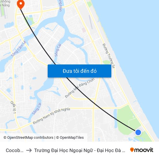 Cocobay to Trường Đại Học Ngoại Ngữ - Đại Học Đà Nẵng map