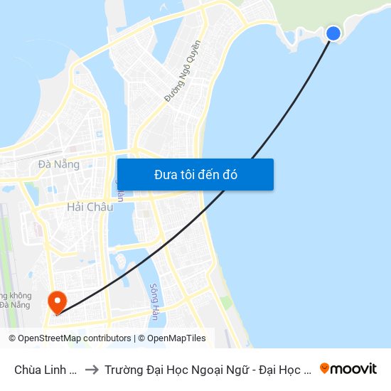 Chùa Linh Ứng to Trường Đại Học Ngoại Ngữ - Đại Học Đà Nẵng map