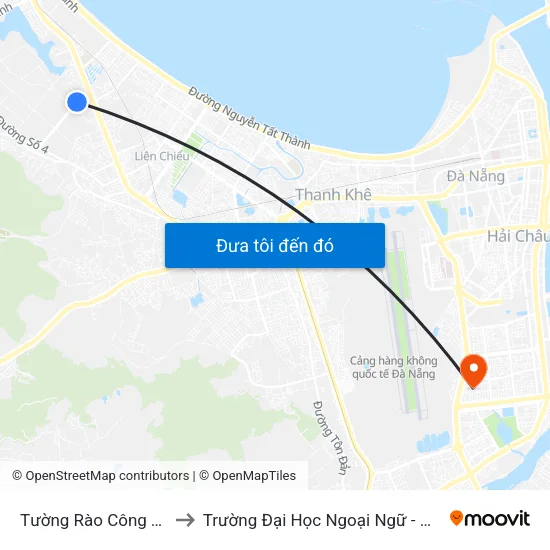 Tường Rào Công Ty the Blue to Trường Đại Học Ngoại Ngữ - Đại Học Đà Nẵng map