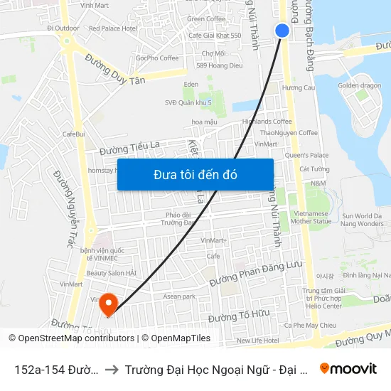 152a-154 Đường 2/9 to Trường Đại Học Ngoại Ngữ - Đại Học Đà Nẵng map