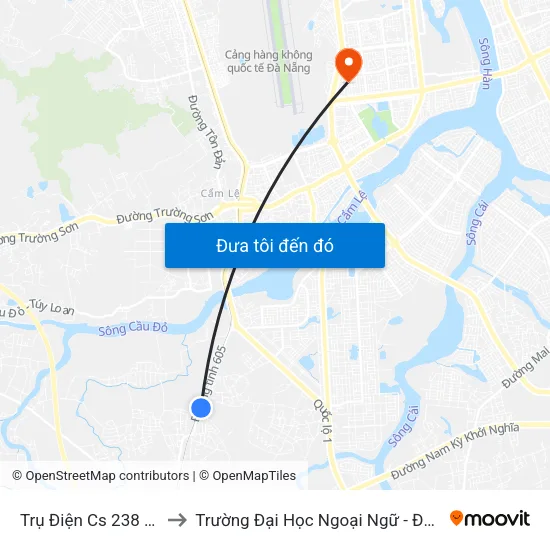 Trụ Điện Cs 238 (Ddt605)) to Trường Đại Học Ngoại Ngữ - Đại Học Đà Nẵng map
