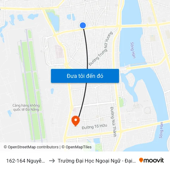 162-164 Nguyễn Hoàng to Trường Đại Học Ngoại Ngữ - Đại Học Đà Nẵng map