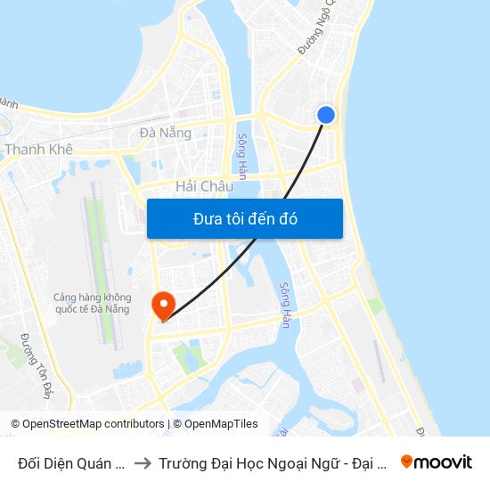 Đối Diện Quán Haiyan to Trường Đại Học Ngoại Ngữ - Đại Học Đà Nẵng map