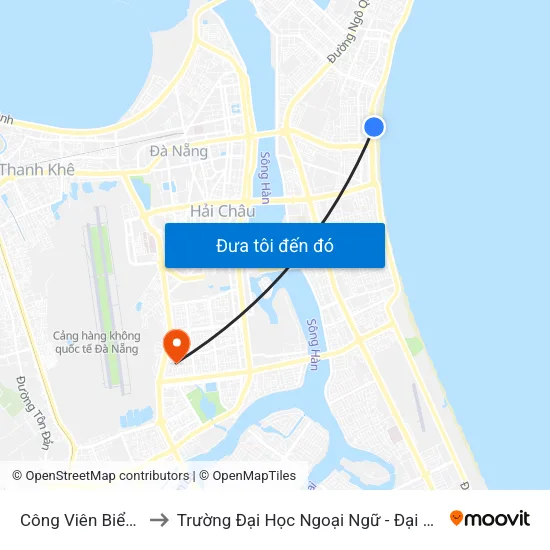 Công Viên Biển Đông to Trường Đại Học Ngoại Ngữ - Đại Học Đà Nẵng map