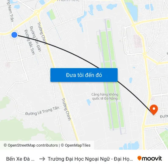 Bến Xe Đà Nẵng to Trường Đại Học Ngoại Ngữ - Đại Học Đà Nẵng map