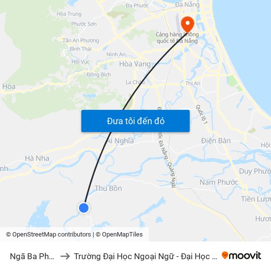 Ngã Ba Phú Đa to Trường Đại Học Ngoại Ngữ - Đại Học Đà Nẵng map