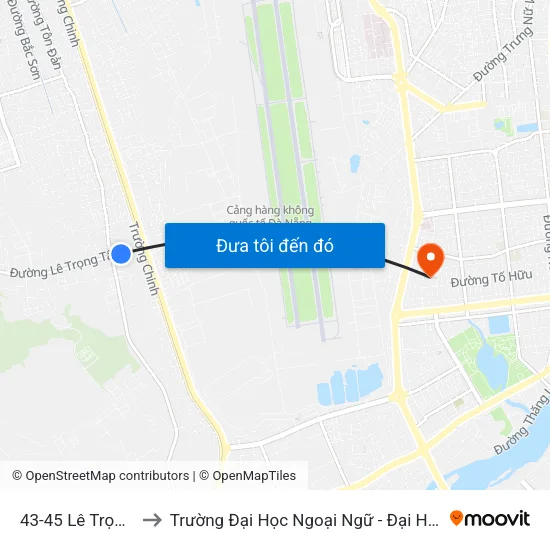 43-45 Lê Trọng Tấn to Trường Đại Học Ngoại Ngữ - Đại Học Đà Nẵng map