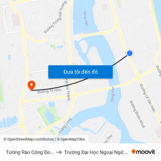 Tường Rào Công Đoàn Thiên Mẫu to Trường Đại Học Ngoại Ngữ - Đại Học Đà Nẵng map