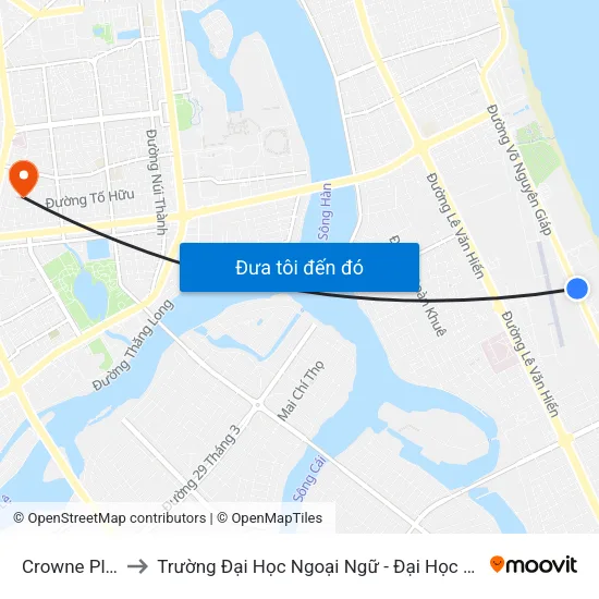 Crowne Plaza to Trường Đại Học Ngoại Ngữ - Đại Học Đà Nẵng map