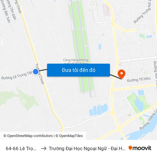 64-66 Lê Trọng Tấn to Trường Đại Học Ngoại Ngữ - Đại Học Đà Nẵng map