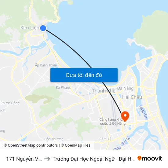 171 Nguyễn Văn Cừ to Trường Đại Học Ngoại Ngữ - Đại Học Đà Nẵng map