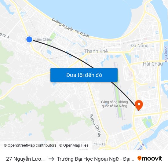27 Nguyễn Lương Bằng to Trường Đại Học Ngoại Ngữ - Đại Học Đà Nẵng map