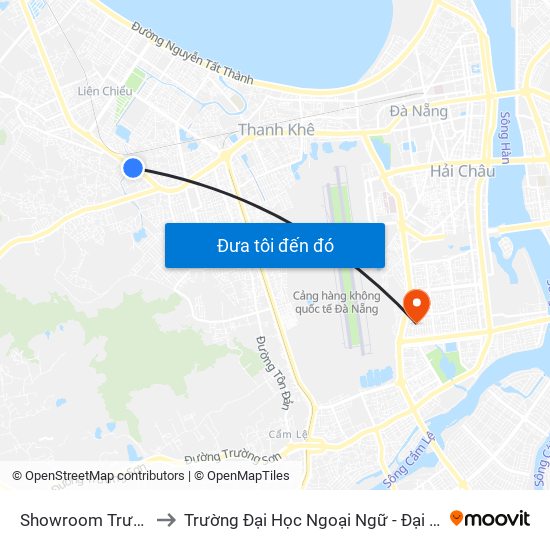 Showroom Trường Hải to Trường Đại Học Ngoại Ngữ - Đại Học Đà Nẵng map