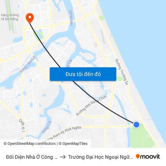 Đối Diện Nhà Ở Công Vụ Bộ Công An to Trường Đại Học Ngoại Ngữ - Đại Học Đà Nẵng map