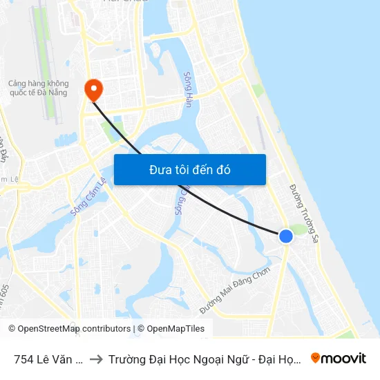 754 Lê Văn Hiến to Trường Đại Học Ngoại Ngữ - Đại Học Đà Nẵng map