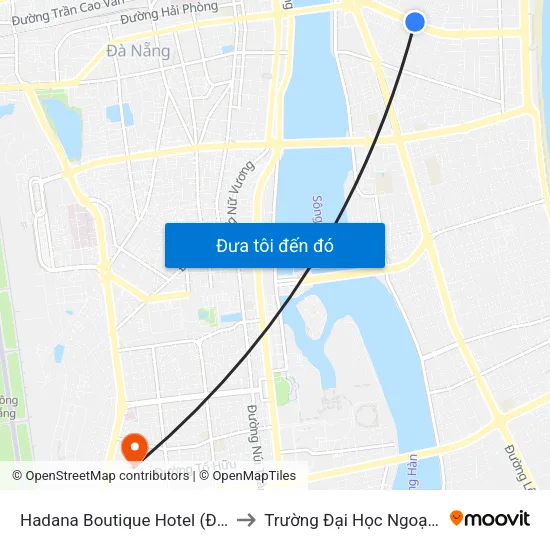 Hadana Boutique Hotel (Đôi Diện 124 Phạm Văn Đồng to Trường Đại Học Ngoại Ngữ - Đại Học Đà Nẵng map