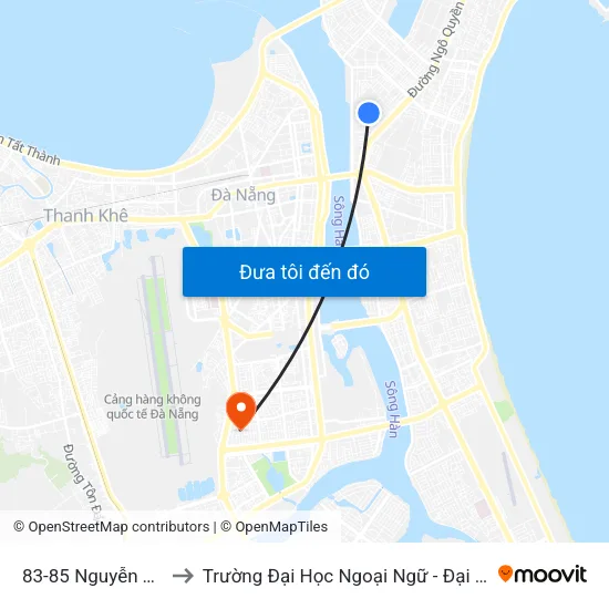 83-85 Nguyễn Thị Định to Trường Đại Học Ngoại Ngữ - Đại Học Đà Nẵng map