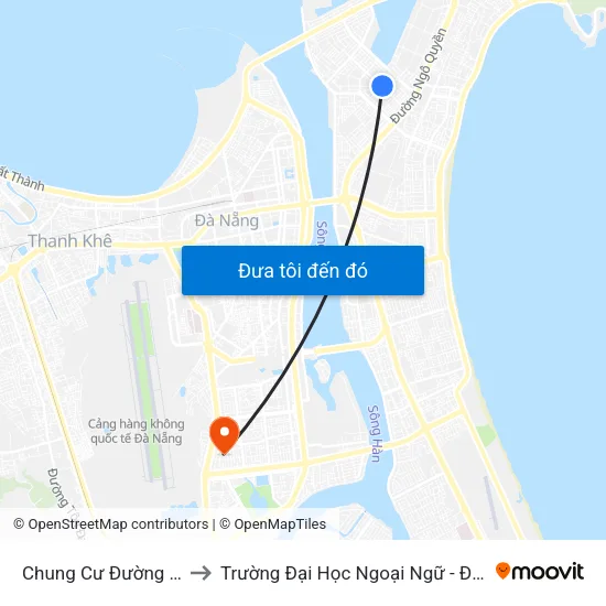 Chung Cư Đường Khúc Hạo to Trường Đại Học Ngoại Ngữ - Đại Học Đà Nẵng map