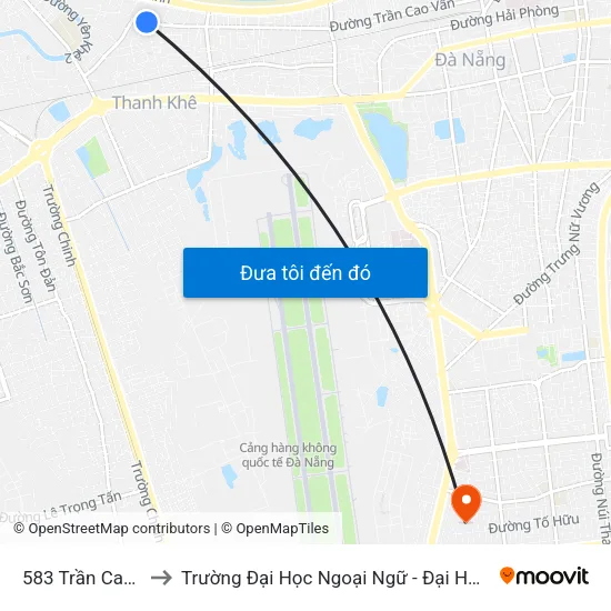 583 Trần Cao Vân to Trường Đại Học Ngoại Ngữ - Đại Học Đà Nẵng map