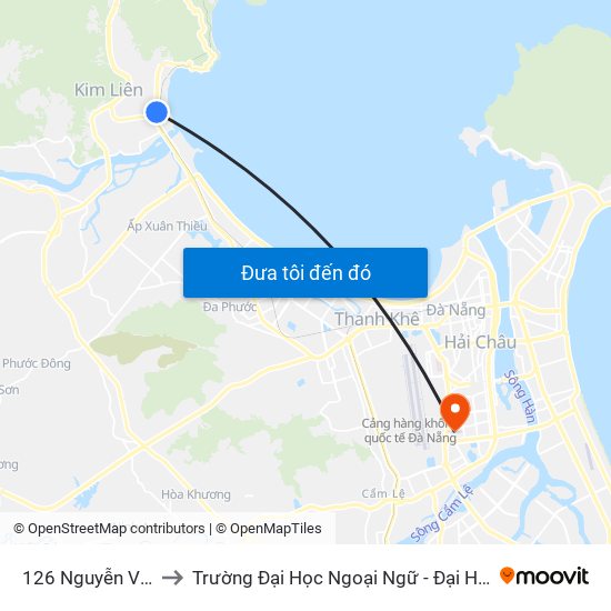 126 Nguyễn Văn Cừ to Trường Đại Học Ngoại Ngữ - Đại Học Đà Nẵng map