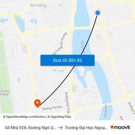 Số Nhà 926, Đường Ngô Quyền (Cty Điện Lực Sơn Trà) to Trường Đại Học Ngoại Ngữ - Đại Học Đà Nẵng map