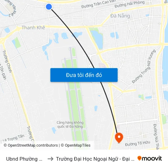 Ubnd Phường Xuân Hà to Trường Đại Học Ngoại Ngữ - Đại Học Đà Nẵng map