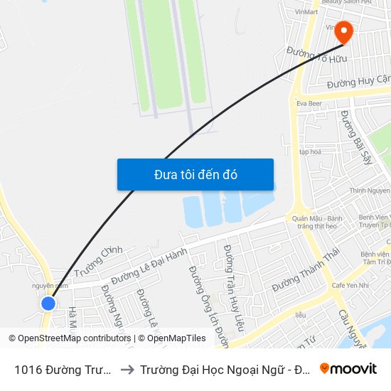 1016 Đường Trường Chinh to Trường Đại Học Ngoại Ngữ - Đại Học Đà Nẵng map