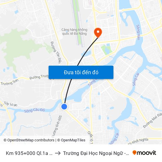 Km 935+000 Ql.1a (Vỉa Hè Trái) to Trường Đại Học Ngoại Ngữ - Đại Học Đà Nẵng map