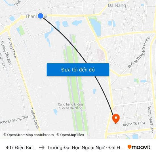 407 Điện Biên Phủ to Trường Đại Học Ngoại Ngữ - Đại Học Đà Nẵng map