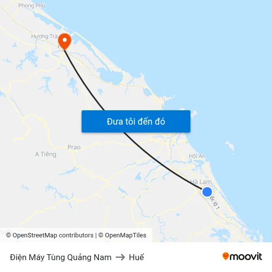 Điện Máy Tùng Quảng Nam to Huế map