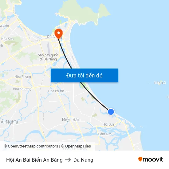 Hội An Bãi Biển An Bàng to Da Nang map