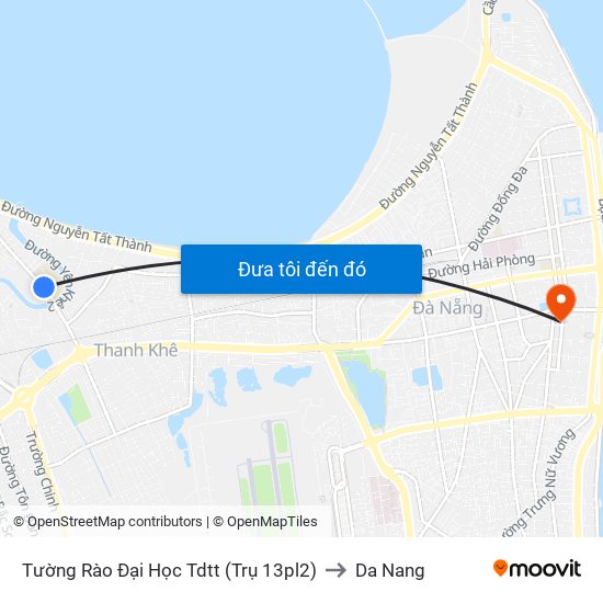 Tường Rào Đại Học Tdtt (Trụ 13pl2) to Da Nang map