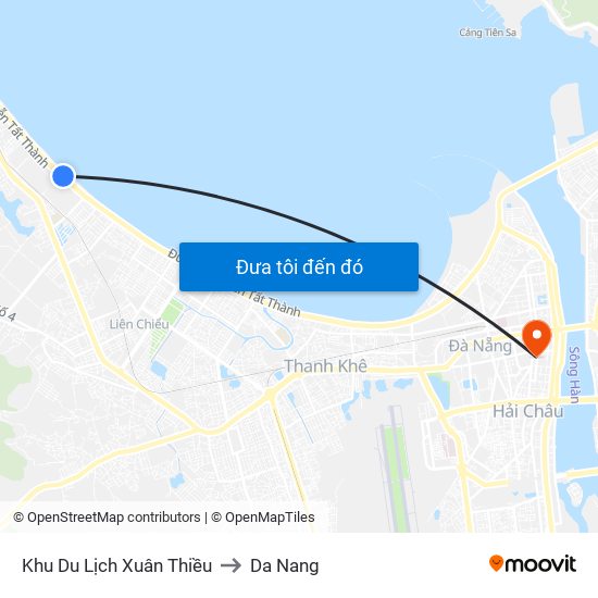 Khu Du Lịch Xuân Thiều to Da Nang map