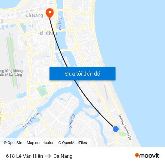 618 Lê Văn Hiến to Da Nang map