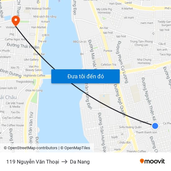 119 Nguyễn Văn Thoại to Da Nang map