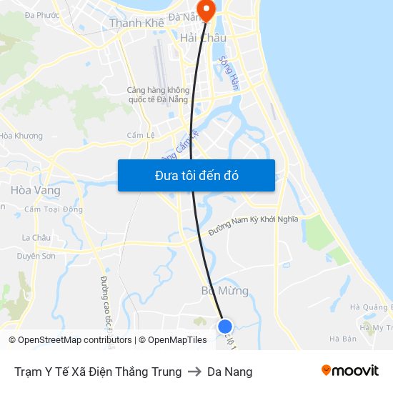 Trạm Y Tế Xã Điện Thắng Trung to Da Nang map