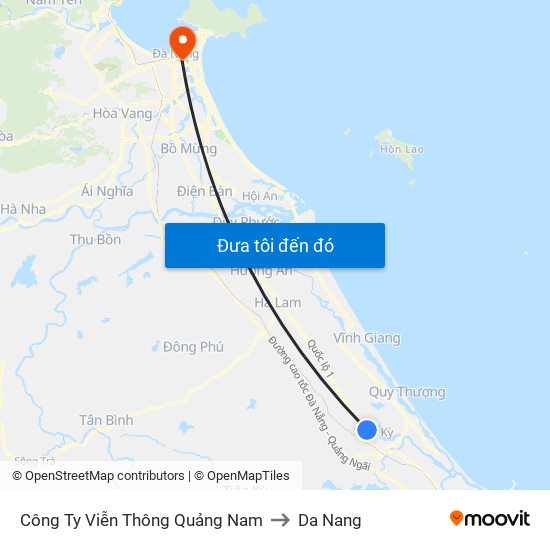 Công Ty Viễn Thông Quảng Nam to Da Nang map