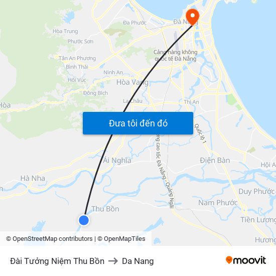 Đài Tưởng Niệm Thu Bồn to Da Nang map
