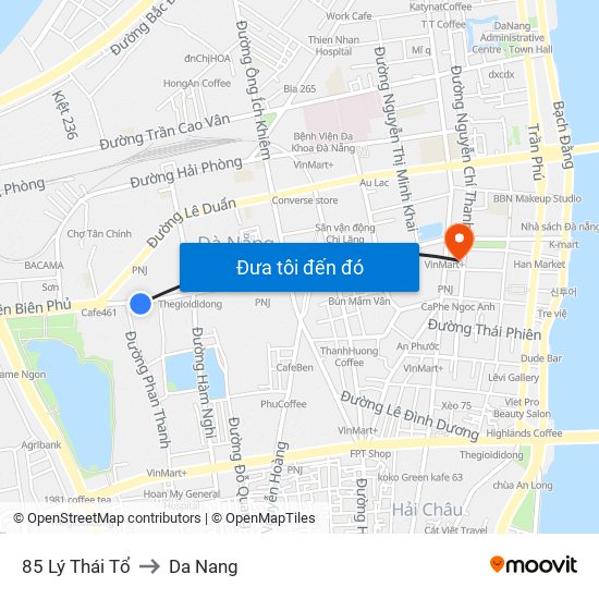 85 Lý Thái Tổ to Da Nang map